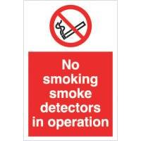 No Smoking Smoke Detectors 200Mm X 300Mm Rigid Plastic Sign