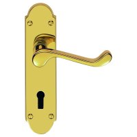 DL168 Oakley Lock Door Handle Polished Brass