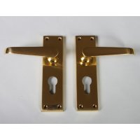M30Y Victorian Euro Lock Door Handle Polished Brass