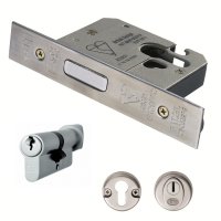 EDB5030CT Satin Stainless 76mm Euro Deadlock Complete Set To BS8621