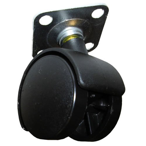 Tw50Pl 50Mm Twin Wheel Black Plastic Castor With Plate