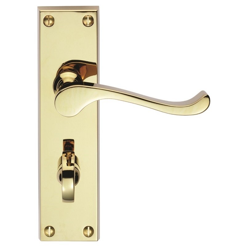 DL54WC Victorian Scroll Bathroom Door Handle Polished Brass