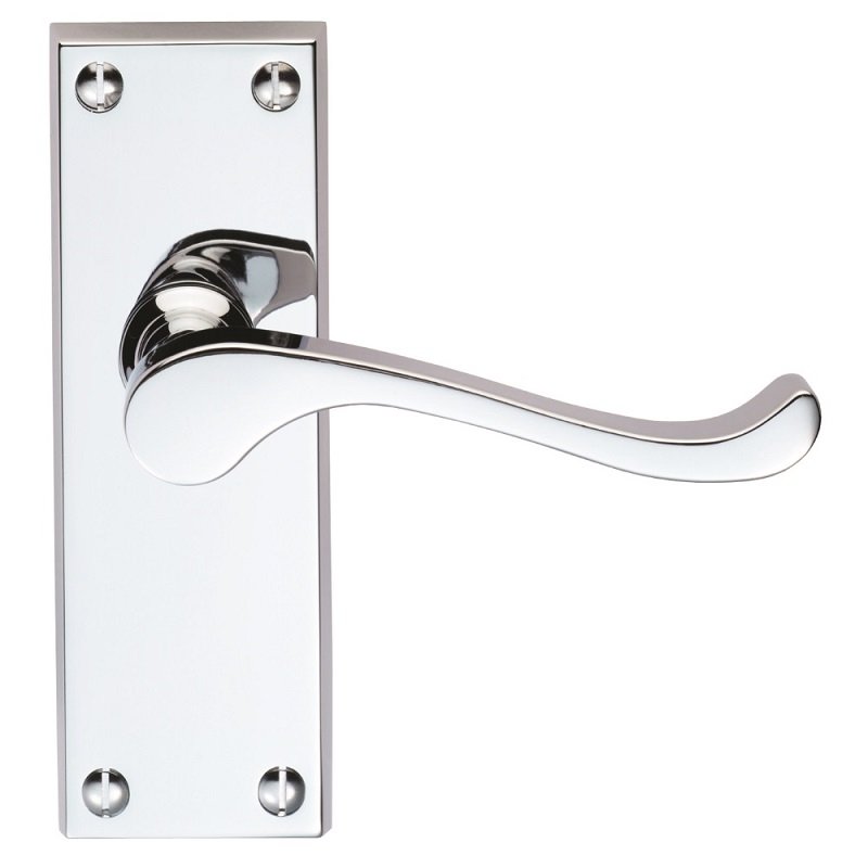 DL55CP Victorian Scroll Latch Door Handle Polished Chrome
