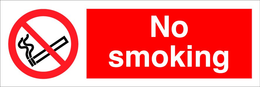 No Smoking 300Mm X 100Mm Rigid Plastic Sign