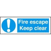 Fire Escape Keep Clear 300Mm X 100Mm Rigid Plastic Sign