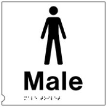 Male 150Mm X 150Mm Black On White Tactile Sign
