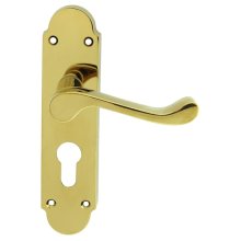 DL168Y Oakley Euro Lock Door Handle Polished Brass