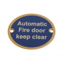 Automatic Fire Door Keep Clear 75Mm Polished Stainless Sign