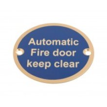 Automatic Fire Door Keep Clear 75Mm Satin Aluminium Sign