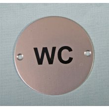 Wc Symbol 75Mm Satin Aluminium Sign