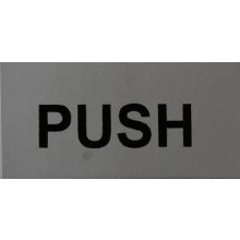 75 X 36Mm Satin Aluminium 'Push' Sign