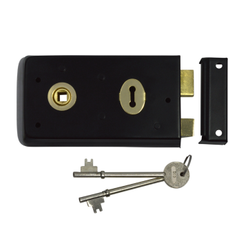 Asec 140mm X 76mm Black Japanned Narrow Rim Lock AS10527