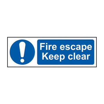 Fire Escape Keep Clear 300Mm X 100Mm Rigid Plastic Sign