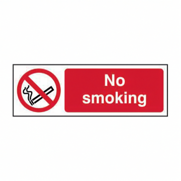 No Smoking 300Mm X 100Mm Rigid Plastic Sign