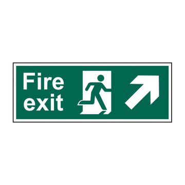 Fire Exit Arrow Up Right 600mm X 200mm Rigid Plastic Sign