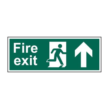 Fire Exit Arrow Up 600mm X 200mm Rigid Plastic Sign