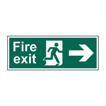 Fire Exit Arrow Right 400mm X 150mm Rigid Plastic Sign