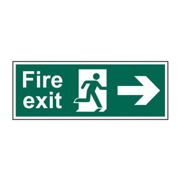 Fire Exit Arrow Right 600mm X 200mm Rigid Plastic Sign