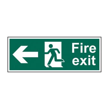 Fire Exit Arrow Left 600mm X 200mm Rigid Plastic Sign