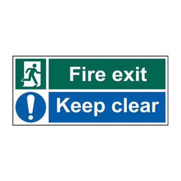 Fire Exit Keep Clear 450mm X 200mm Rigid Plastic Sign