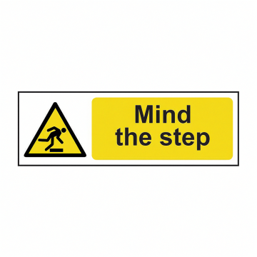 Mind The Step 300Mm X 100Mm Rigid Plastic Sign