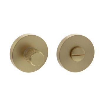 Senza Pari Knurled Privacy Bathroom Turn & Release Satin Brass