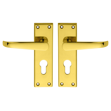M30Y Victorian Euro Lock Door Handle Polished Brass