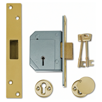Union 3G114E 5 Lever Deadlock 67mm Brass BS3621 (Chubb At Heart)