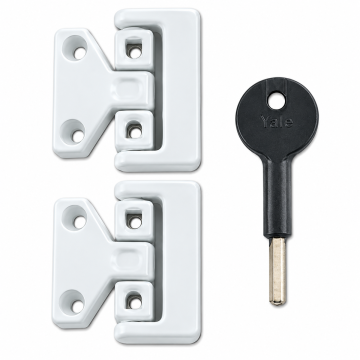 Yale 8K106 White Metal Window Lock Card Of 2 With A Key