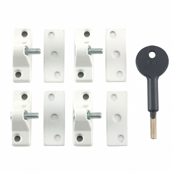 Yale 8K118 White Window Locks Card Of 4 With A Key