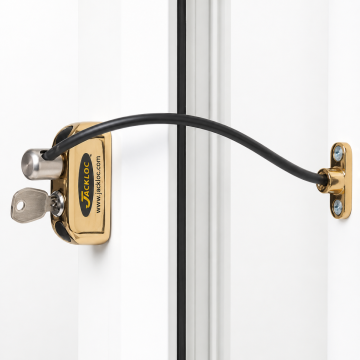 Jackloc Pro 5 Key Lockable Cable Window Restrictor Brass Keyed Alike