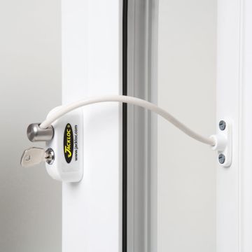 Jackloc Pro 5 Key Lockable Cable Window Restrictor White Keyed Alike