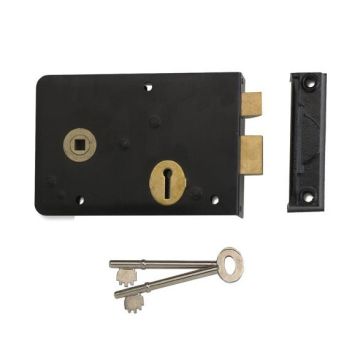 Union 1439 Black Japanned 152mm L.Hand Rim Lock