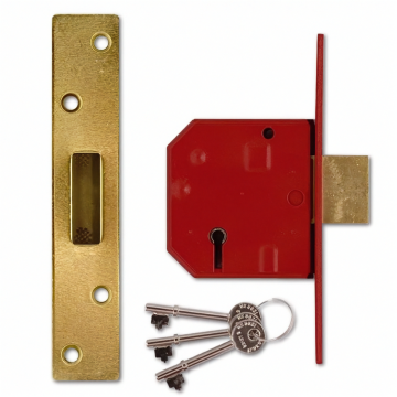 Union 2134E 5 Lever Deadlock 67mm Polished Brass BS3621