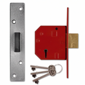 Union 2134E 5 Lever Deadlock 67mm Satin Chrome BS3621