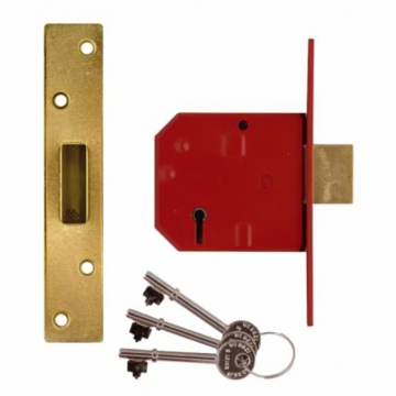 Union 2134E 5 Lever Deadlock 80mm Polished Brass BS3621