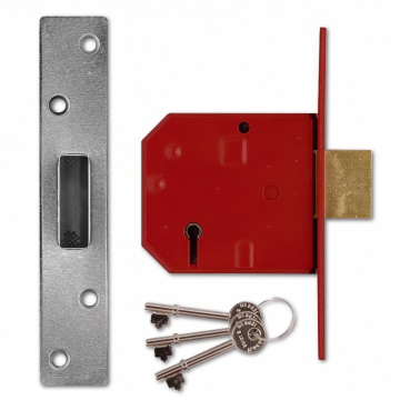 Union 2134E 5 Lever Deadlock 80mm Satin Chrome BS3621 
