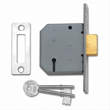 Union 2177 3 Lever Deadlock 63mm Satin Chrome