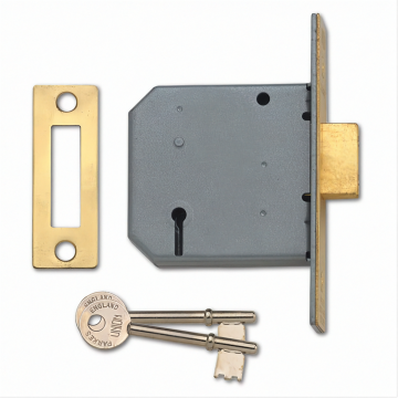 Union 2177 3 Lever Deadlock 76mm Polished Brass