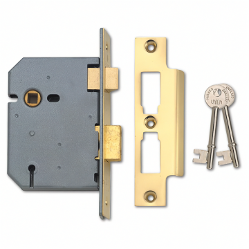 Union 2277 3 Lever Sashlock 76mm Polished Brass 