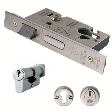 ESB5030CT Satin Stainless 76mm Euro Sashlock Complete Set To BS8621