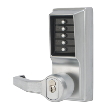 Unican Ll1021 Satin Chrome Left Hand Lever Handle Digital Door Lock With Key Bypass