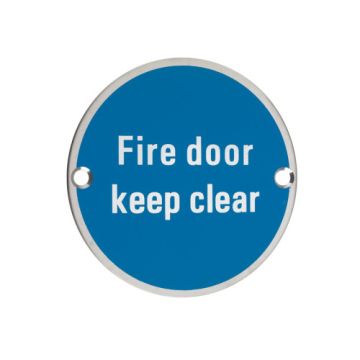 Fire Door Keep Clear 76mm Polished Stainless Sign