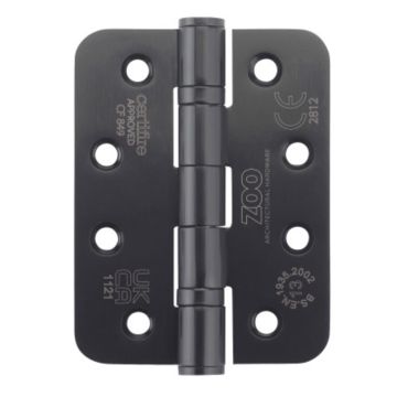 ZOO 102 x 76 x 3mm Radius Black Ball Bearing Door Hinge Grade 13 CE Marked ZHSS243RPCB