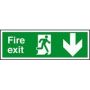 Fire Exit Arrow Down 600Mm X 200Mm Rigid Plastic Sign thumbnail