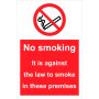 No Smoking It Is Against The Law To Smoke In These Premises Rigid Plastic Sign thumbnail