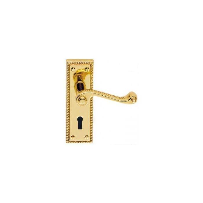 FG1 Georgian Lock Door Handle Polished Brass