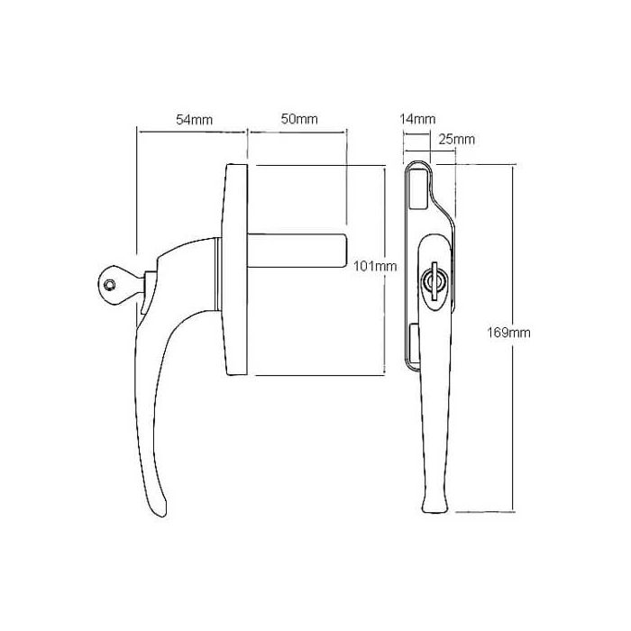Cego Cadenza Locking Window Handle Left Hand White