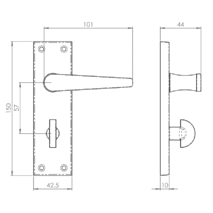M30WC Victorian Bathroom Door Handle Polished Brass