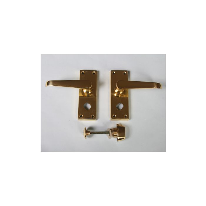 M30WC Victorian Bathroom Door Handle Polished Brass